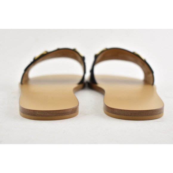 Gucci Varadero Black Horsebit Gold Fringed Slide Mule Slipper Flat Sandal 35 - Picture 11 of 12